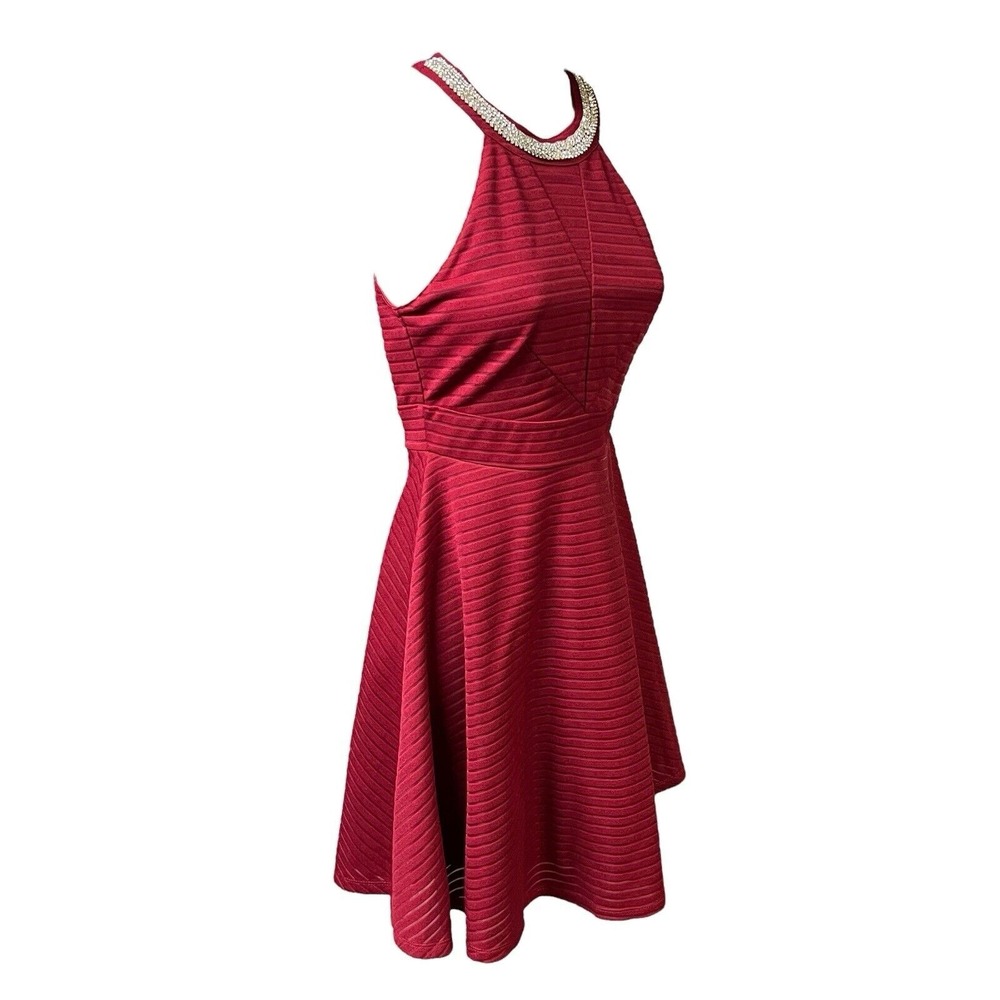 Altar'd State Red Mini‎ Dress Size Small Rhinestone Sleeveless Textured Party - Picture 5 of 12